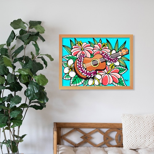 Wood Panel A3（Ukulele Hibiscus）