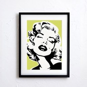 Monroe Love｜ライムグリーンが映えるモダンポップアートポスター｜モノクロ美と色彩が調和するおしゃれインテリアA2ポスター