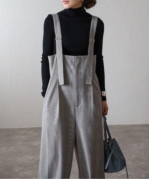 チェック柄ハイウエストサロペット【p-20087】.