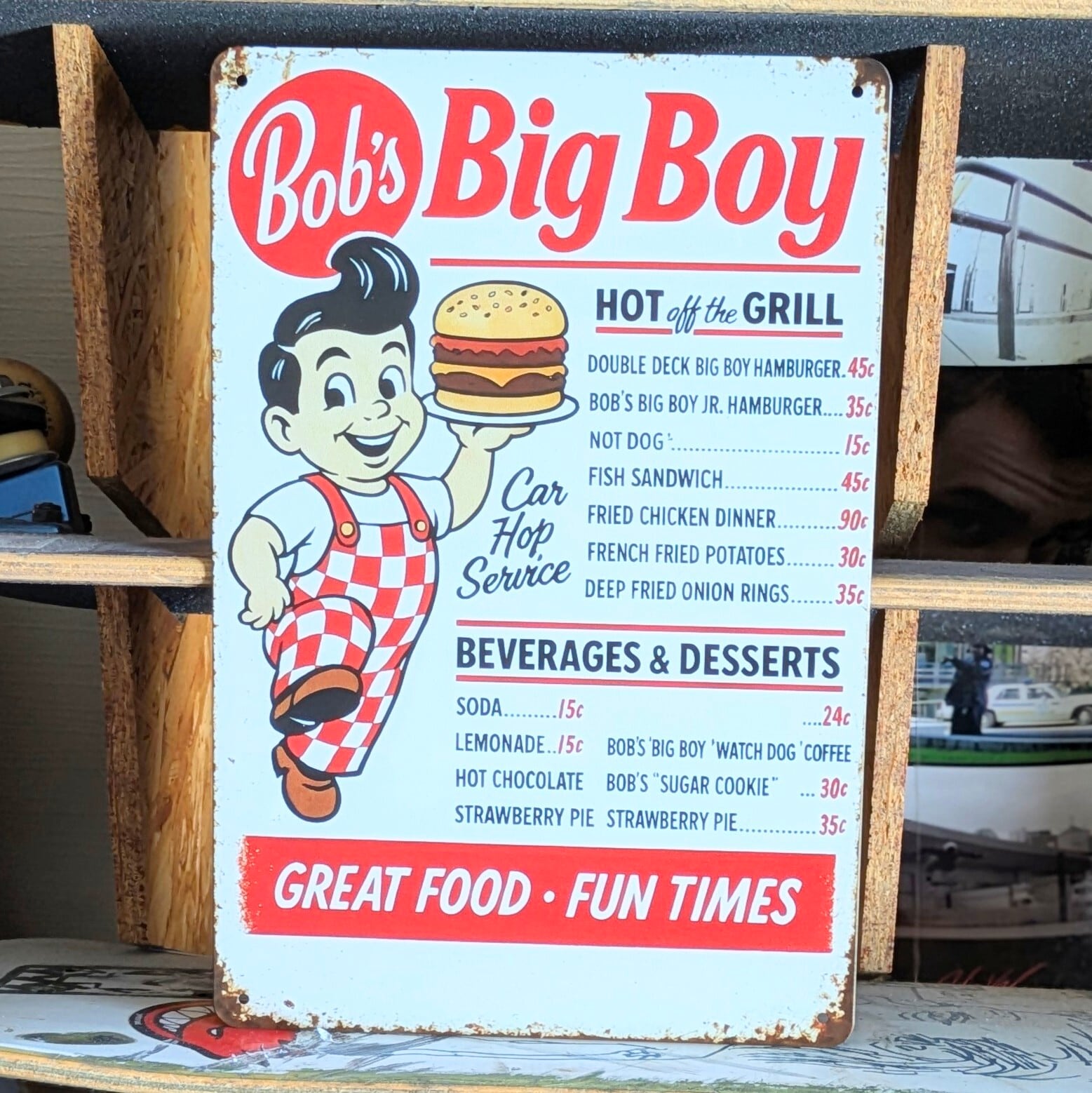 送料無料！ちょうどいいブリキ看板 【ビッグボーイ（Big Boy）】 METAL SIGN / メタルサイン / ブリキ看板 / サインボード / ビンテージ加工〚アメリカン雑貨 アメトイ〛
