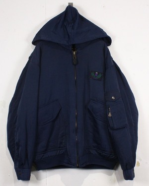 【Caka act2】80's Flight Detail Vintage Nylon Hooded Jacket