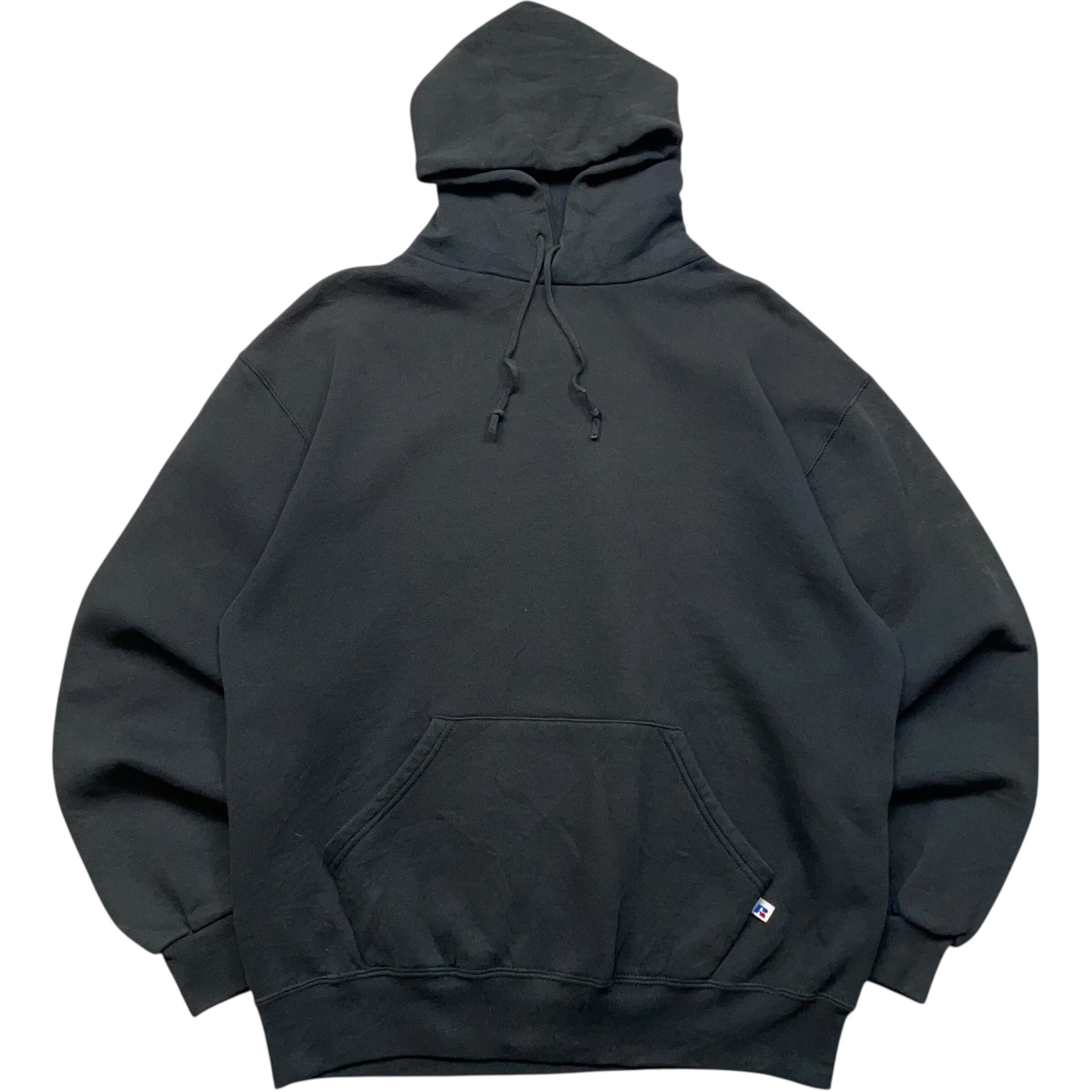 《L》russell athletic ラッセルアスレチック パーカー 無地 ブラック 90年代 vintage no.9542