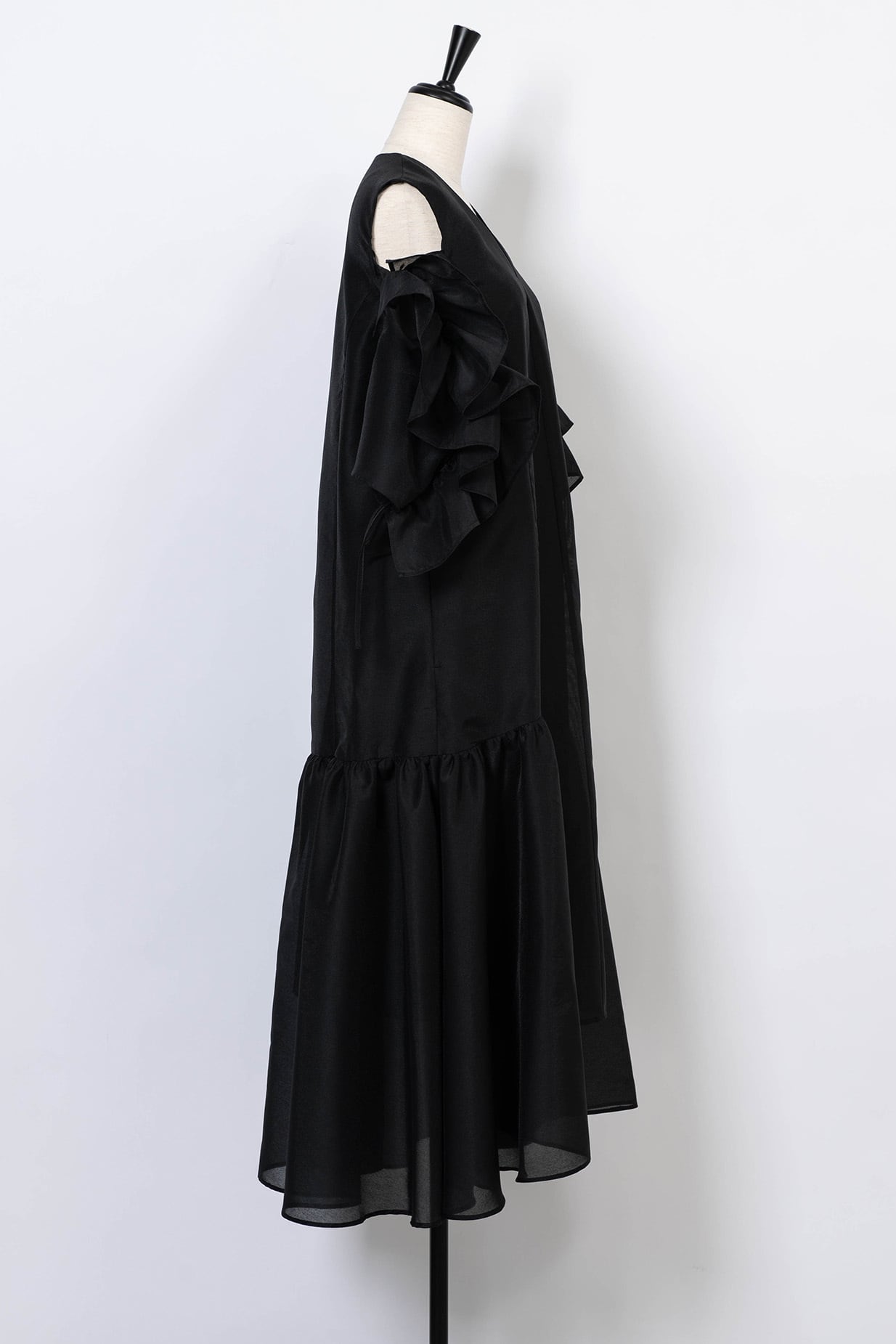 Sheer Frill Dress BLACK | Arobe OFFICIAL ONLINE STORE