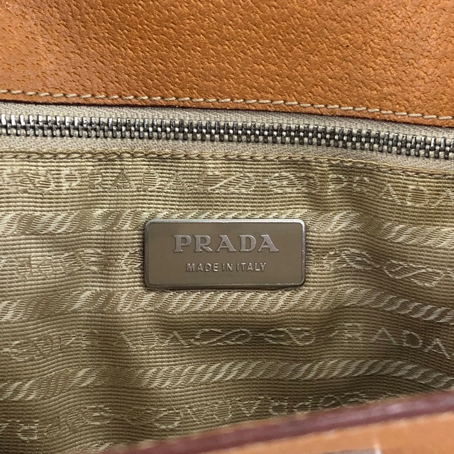 PRADA プラダ トートバッグ ブラウン トライアングルロゴ レザー vintage ヴィンテージ オールド isz7da
