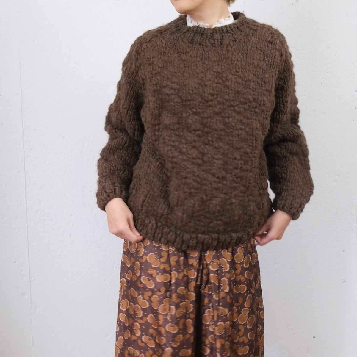 OUND(オウンド) CAVEN - HAND KNITTED WOOL JUMPER スラブ糸 手編み