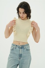 CLANE FRILL SLEEVE KNIT TOPS
