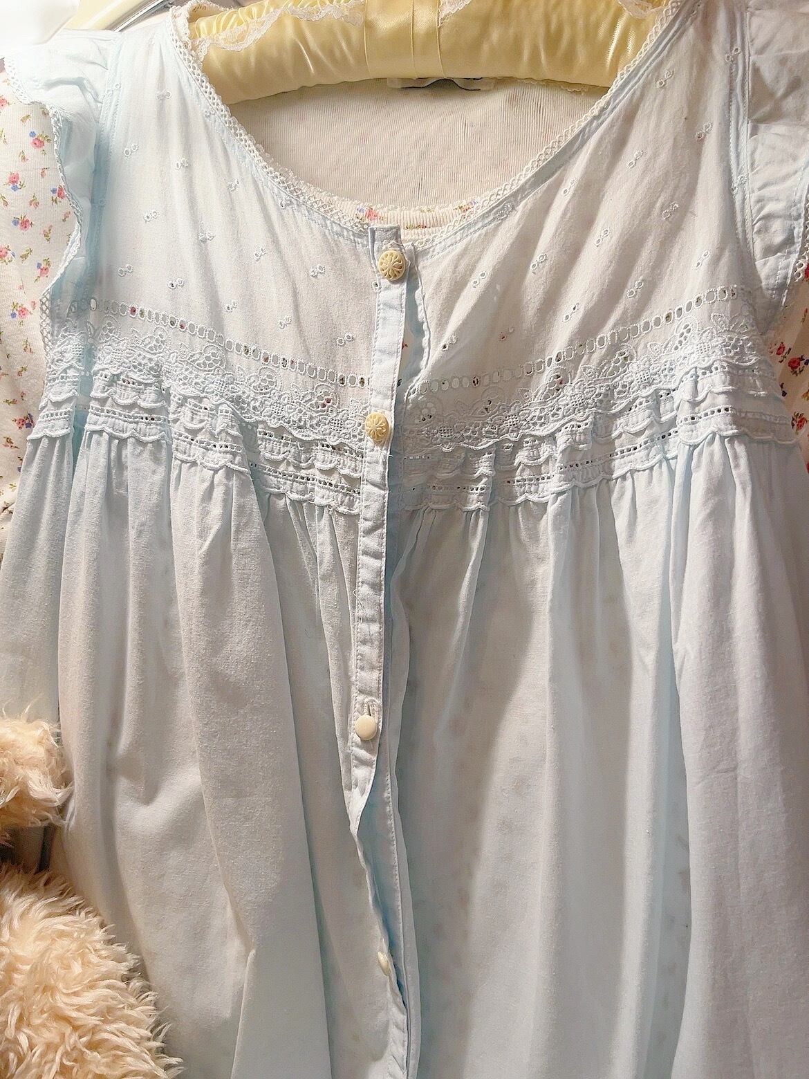 light blue sleeve less one-piece