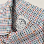 Brooks Brothers ブルックスブラザーズ マルチチェック柄 半袖 リネン シャツ サイズ M /メンズ/水色系/麻100%