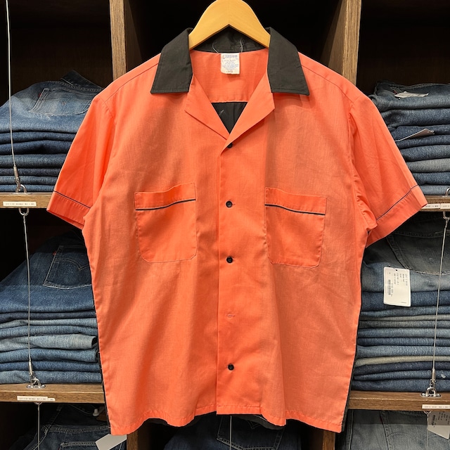 1970'S HILTON BOWLING SHIRT BLACK×SERMONPINK
