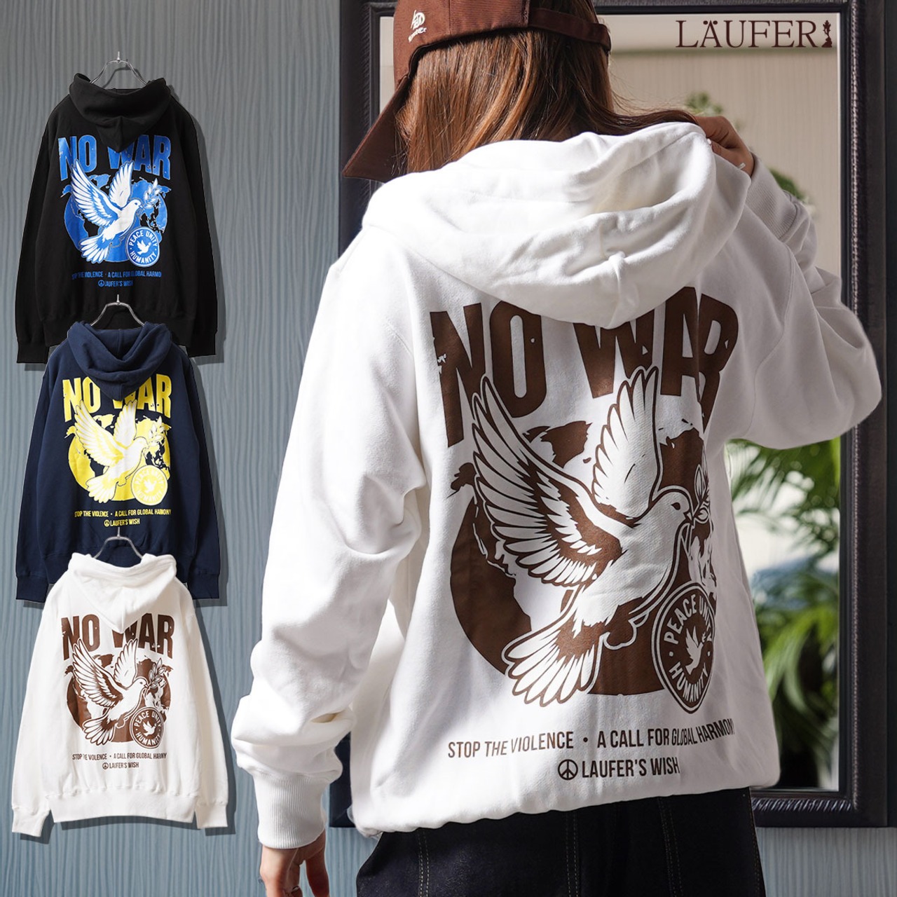 ◆NO WAR ZIP HOODIE◆lf-26601