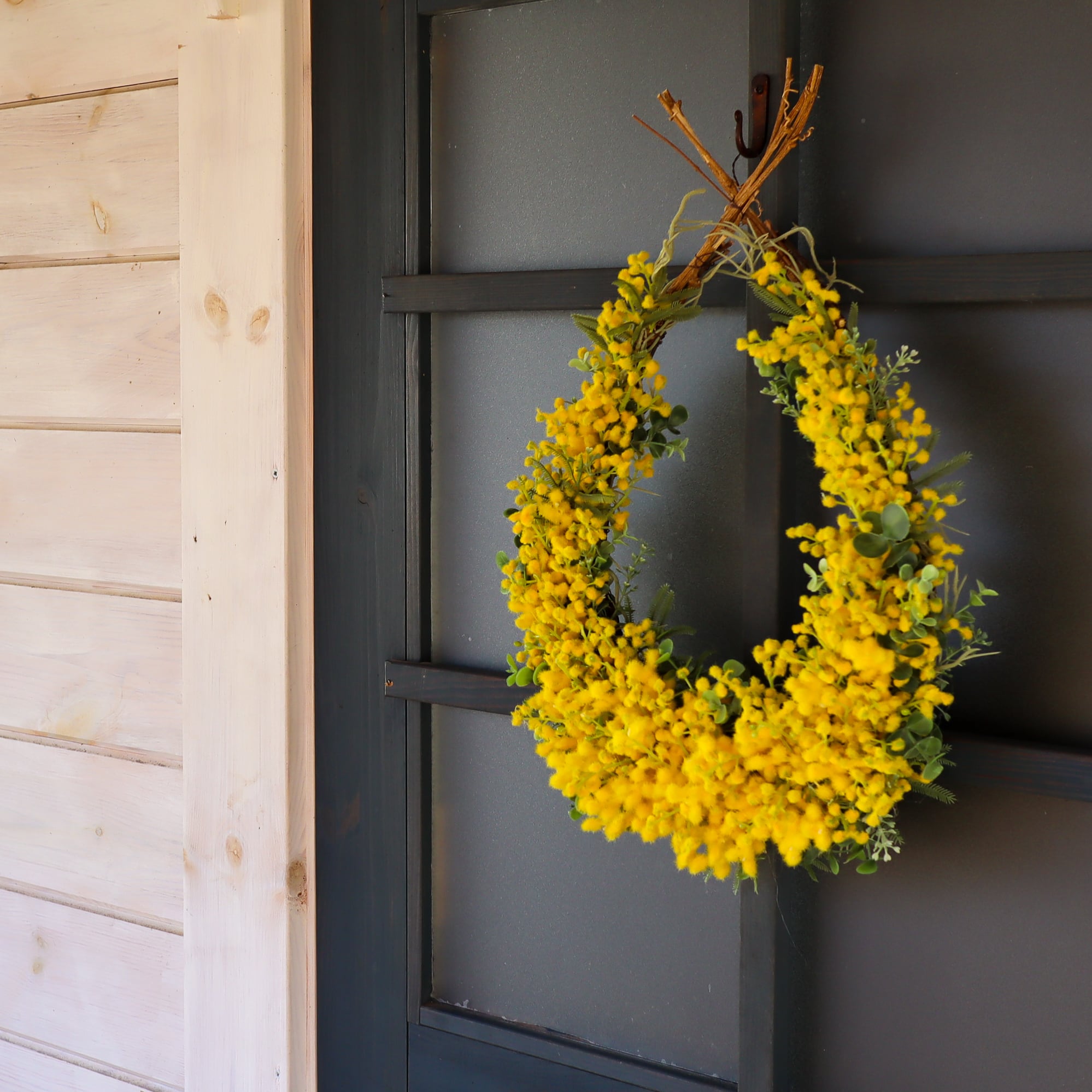 ミモザと小花のドロップリース☆ドライフラワーリース ミモザと小花のドロップリース☆ドライフラワーリース 【公式通販】