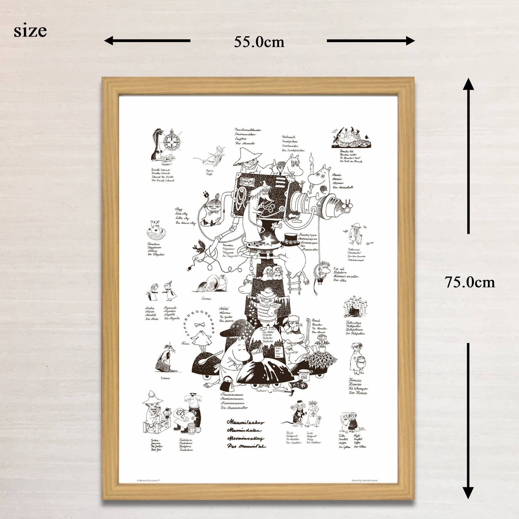 ムーミン 北欧 Putinki「ムーミン キャラクターズ」送料無料 フレーム 展示用フック付アートポスター 絵画 インテリア アート