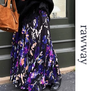 Mix color flare long skirt　RW1270