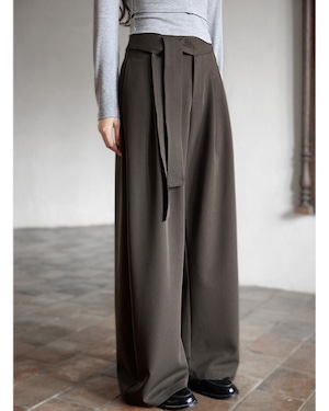 Side belt tuck wide pants TH3593