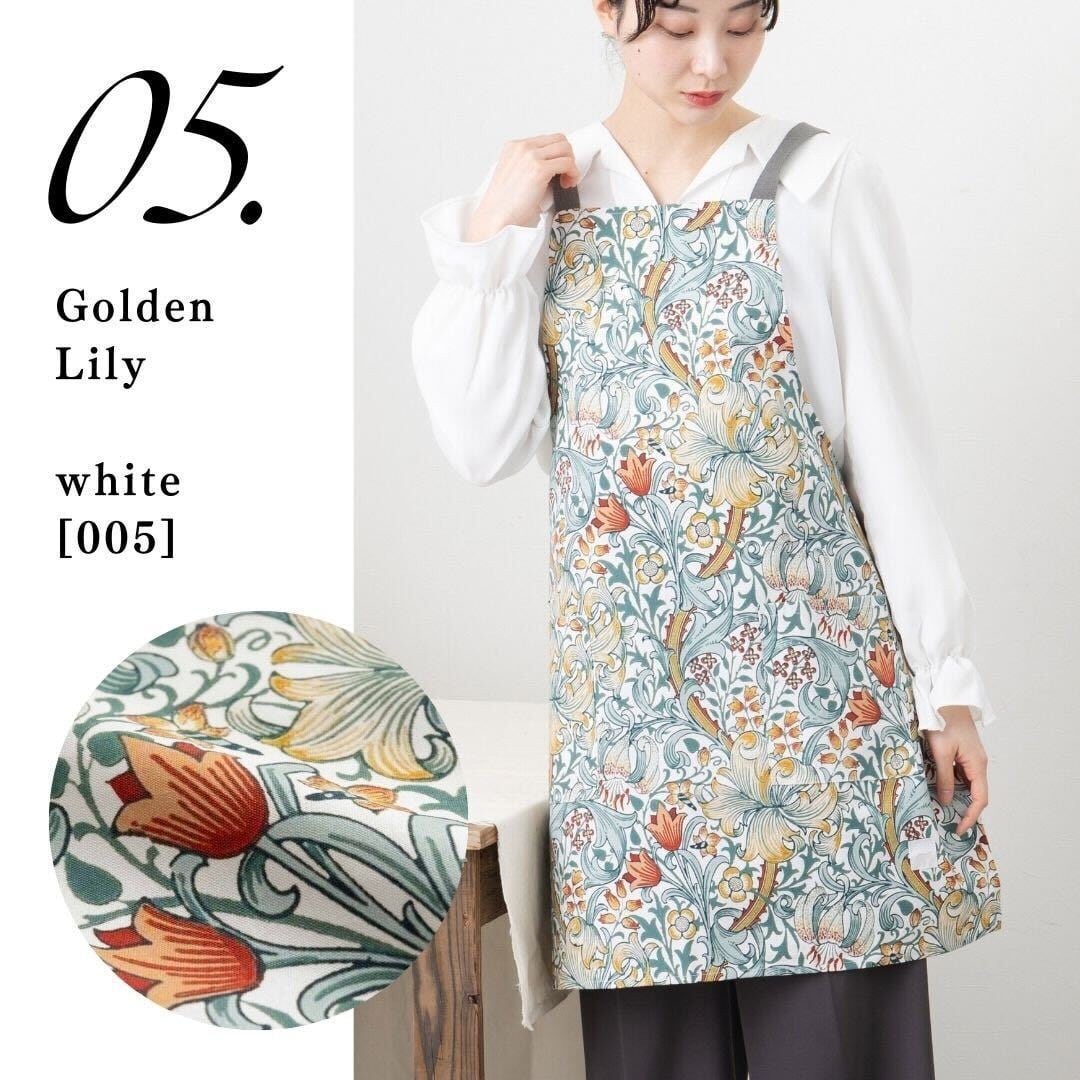 ウィリアムモリス 2wayギャザーエプロン ピンパネル ハンドメイド