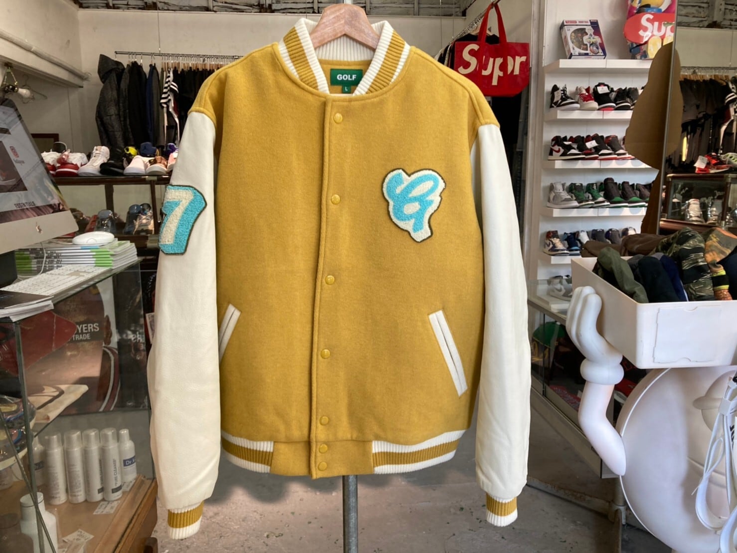 GOLF WANG 20AW DIRT LETTERMAN JACKET MUSTARD LARGE 210KA2047 ...