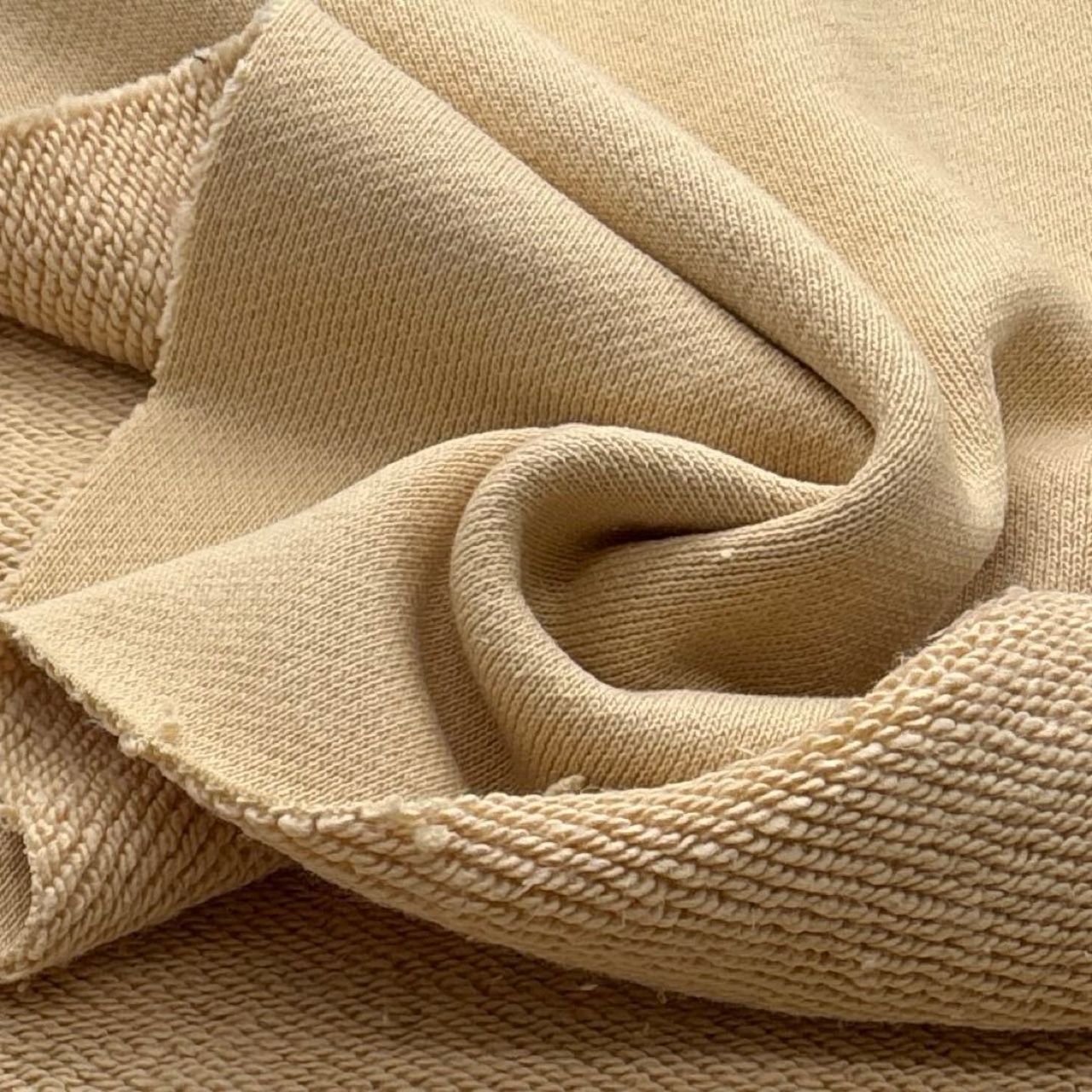 ★TC062◆2m◆綿100%鬼裏毛ニット生地◆サンドベージュ