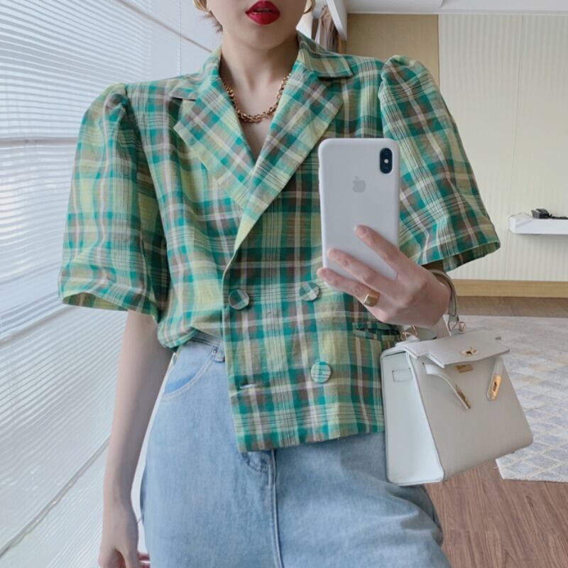 サマースタイルスタンダードスリーブショートコート ジャケット レトロ 夏物 ハンチェンe92943392521