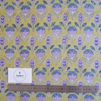 ブロックプリント生地【50cm単位】インド綿  花柄B 黄色×ピンク×グレー #53017-YL2