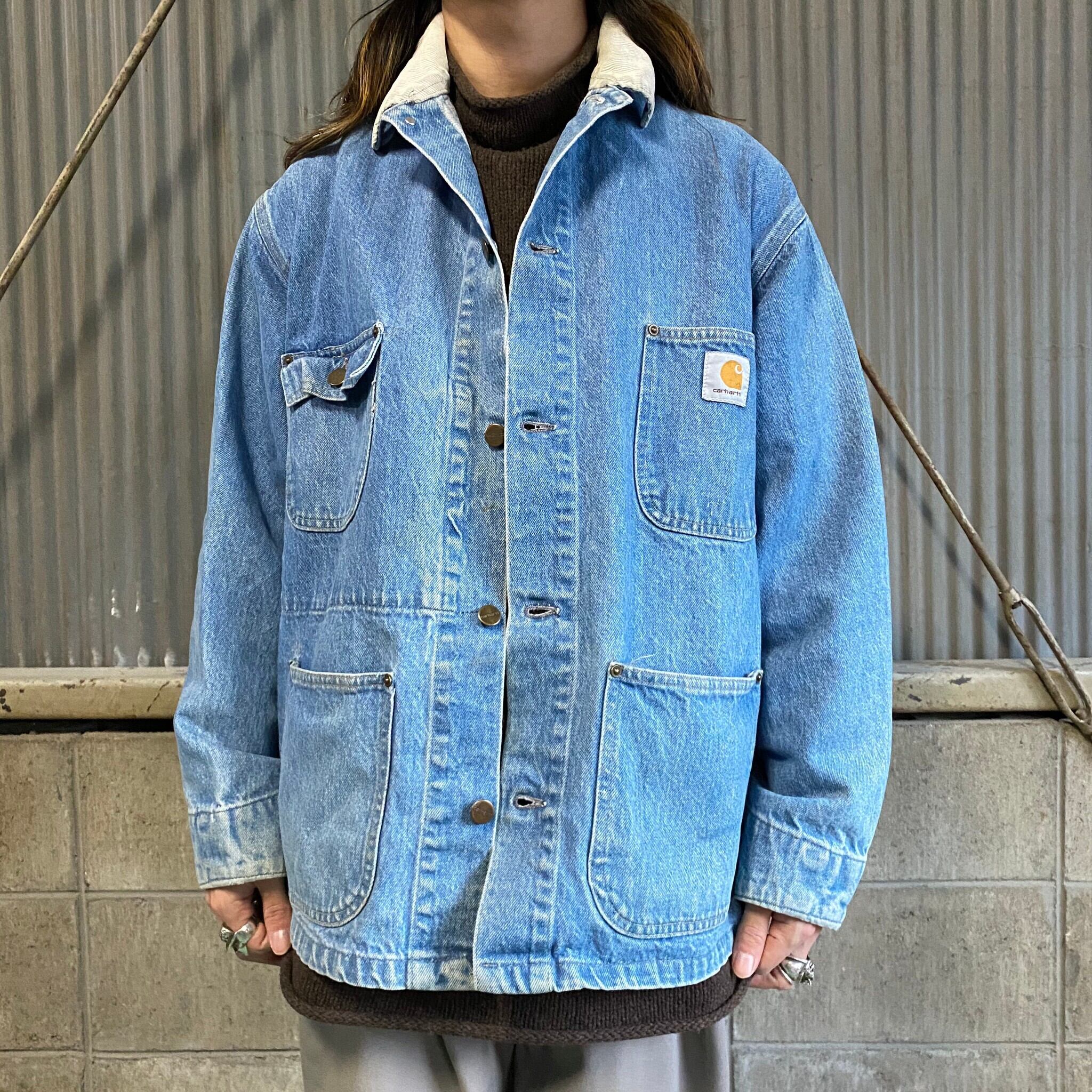 80年代 ビンテージ Carhartt カーハート デニム ブランケットライナー ミシガンチョアコート ワークジャケット カバーオール 裏地無し  メンズXL相当 古着 80s ヴィンテージ【ワークジャケット】 | cave 古着屋【公式】古着通販サイト