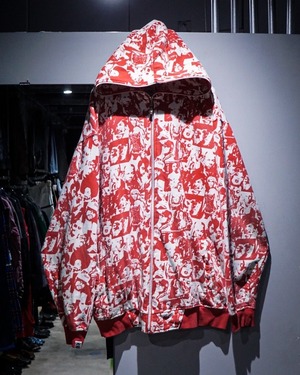 【add (C) vintage】Face Pattern Loose Zip Up Hoodie