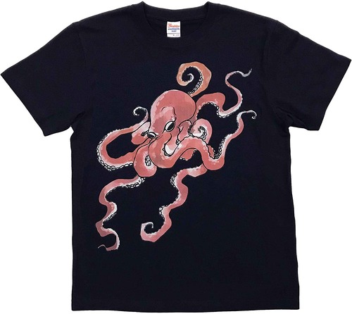 [江戸てん]蛸（たこ） 紺  Tシャツ 7.4オンススーパーヘビー厚地 捺染プリント M～4L大きいサイズまで メンズ