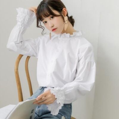 送料無料】 トップス シャツ ブラウス フリル フレアスリーブ 長袖