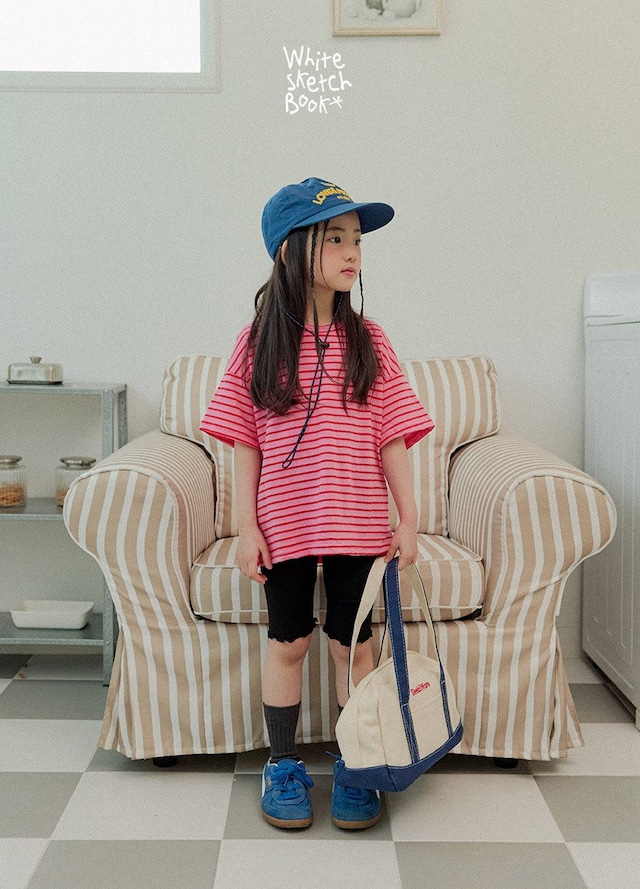 【取寄】white sketchbook｜candy striped short sleeve tee｜キャンディボーダー半袖T｜5-17｜kids&jr｜26 summer
