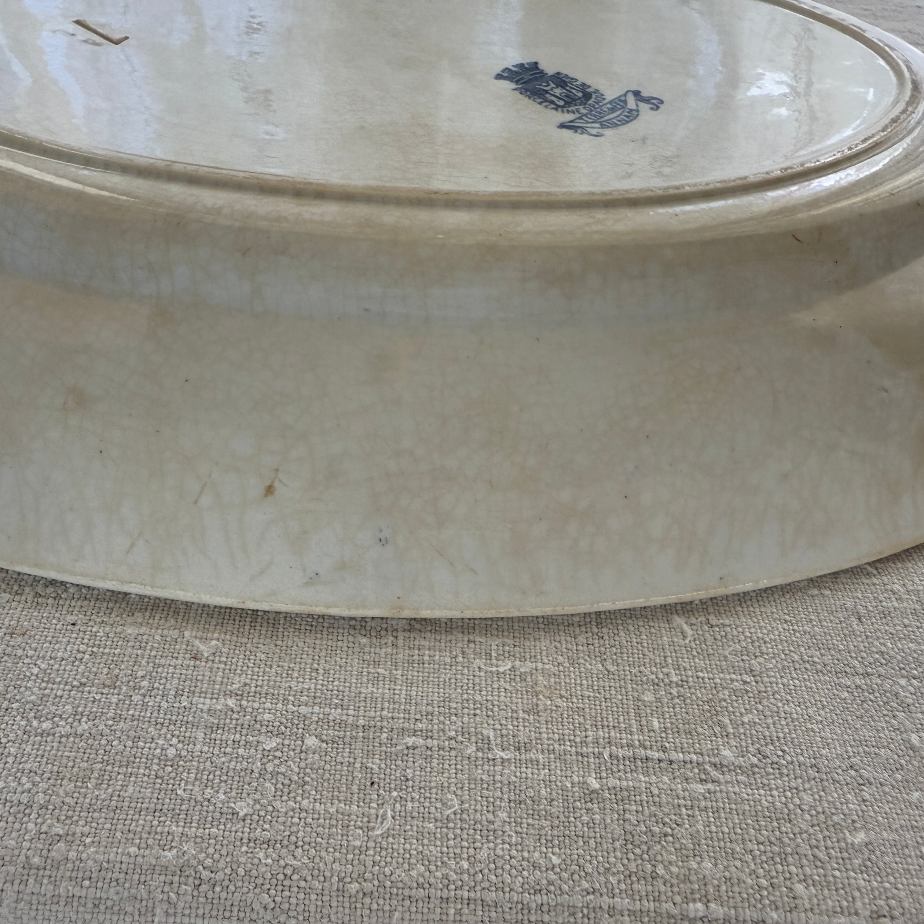 French Large Oval Plate By Gien/フランスジアン窯の大きなオーバル