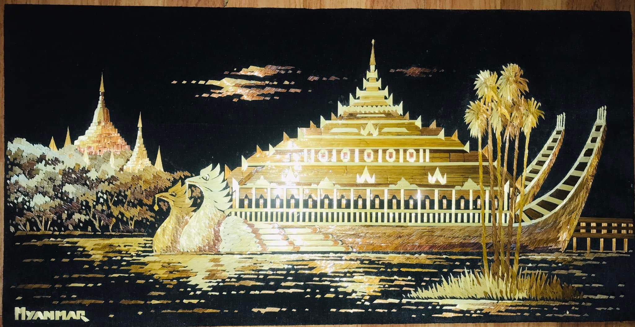 ミャンマーカラウェク宮殿絵画】アート、風景画、ミャンマー文化