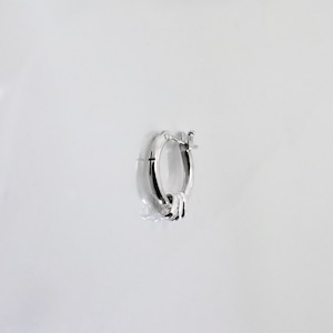 CROSS THIN HOOP with OVAL / クロスシンフープピアス ウィズ オーバル