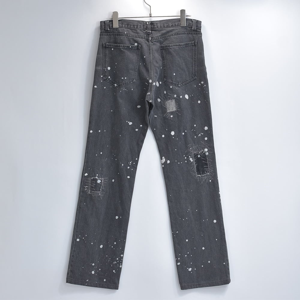 90s-00s USA製 GAME clothing カスタム スプラッターペイント パッチリペア デニムパンツ ブラック USED ヴィンテージ ビンテージ 古着 メンズ Lサイズ 90s-00s USA製 GAME clothing カスタム スプラッターペイント パッチ