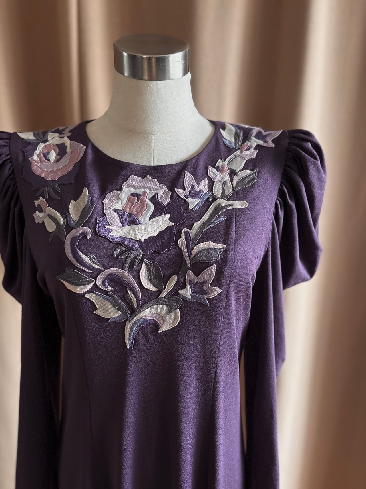 floral embroidery purple dress-5210-4
