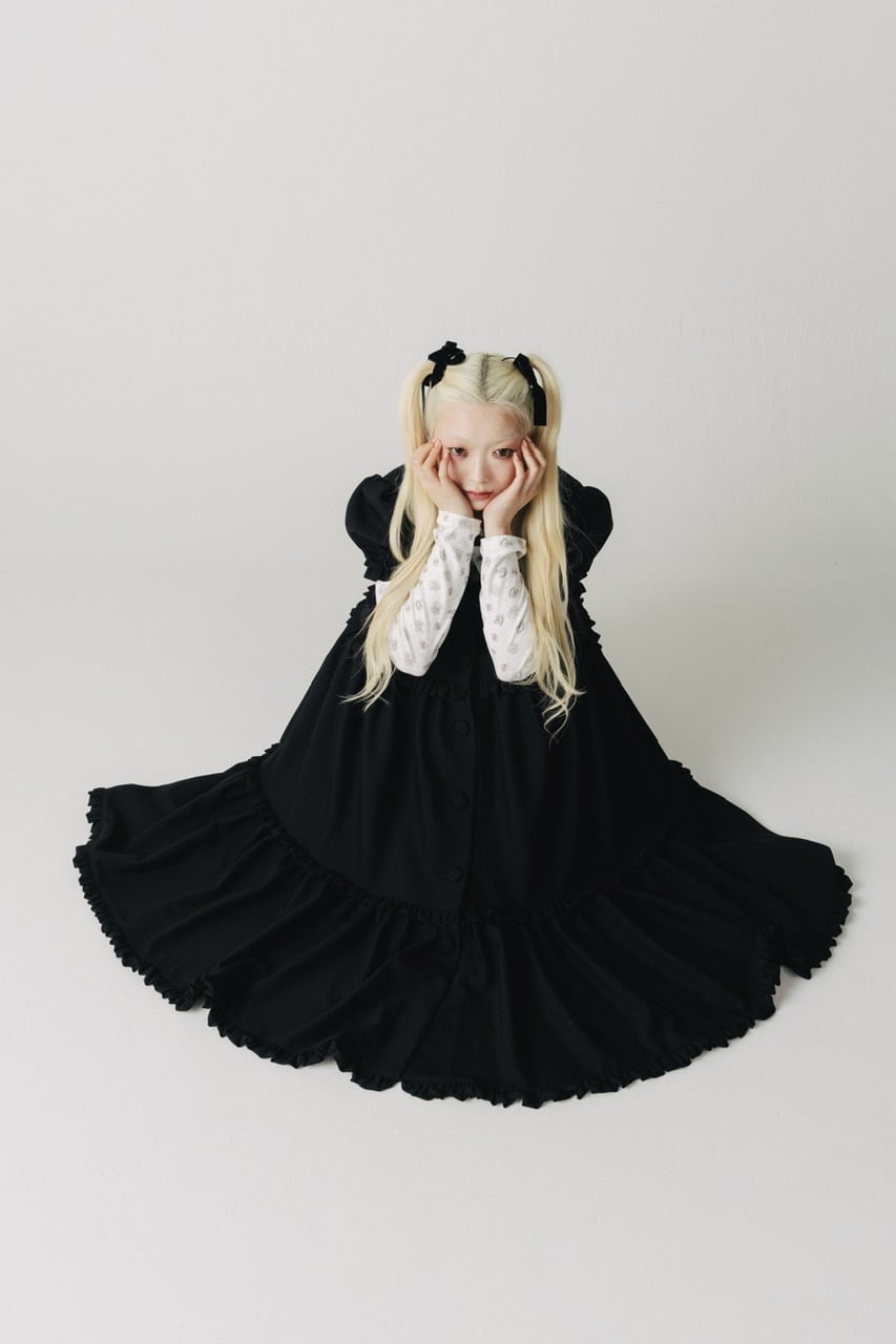 リボンカラーワンピース　BLACK