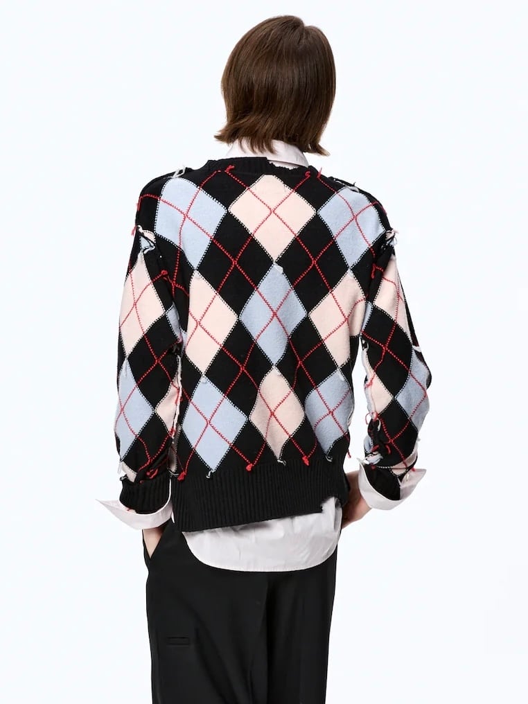 トップス MASU 25AW DIAMOND SCRAPED SWEATER MASU(エムエーエスユー)のDIAMOND SCRAPED SWEATER REDの通販