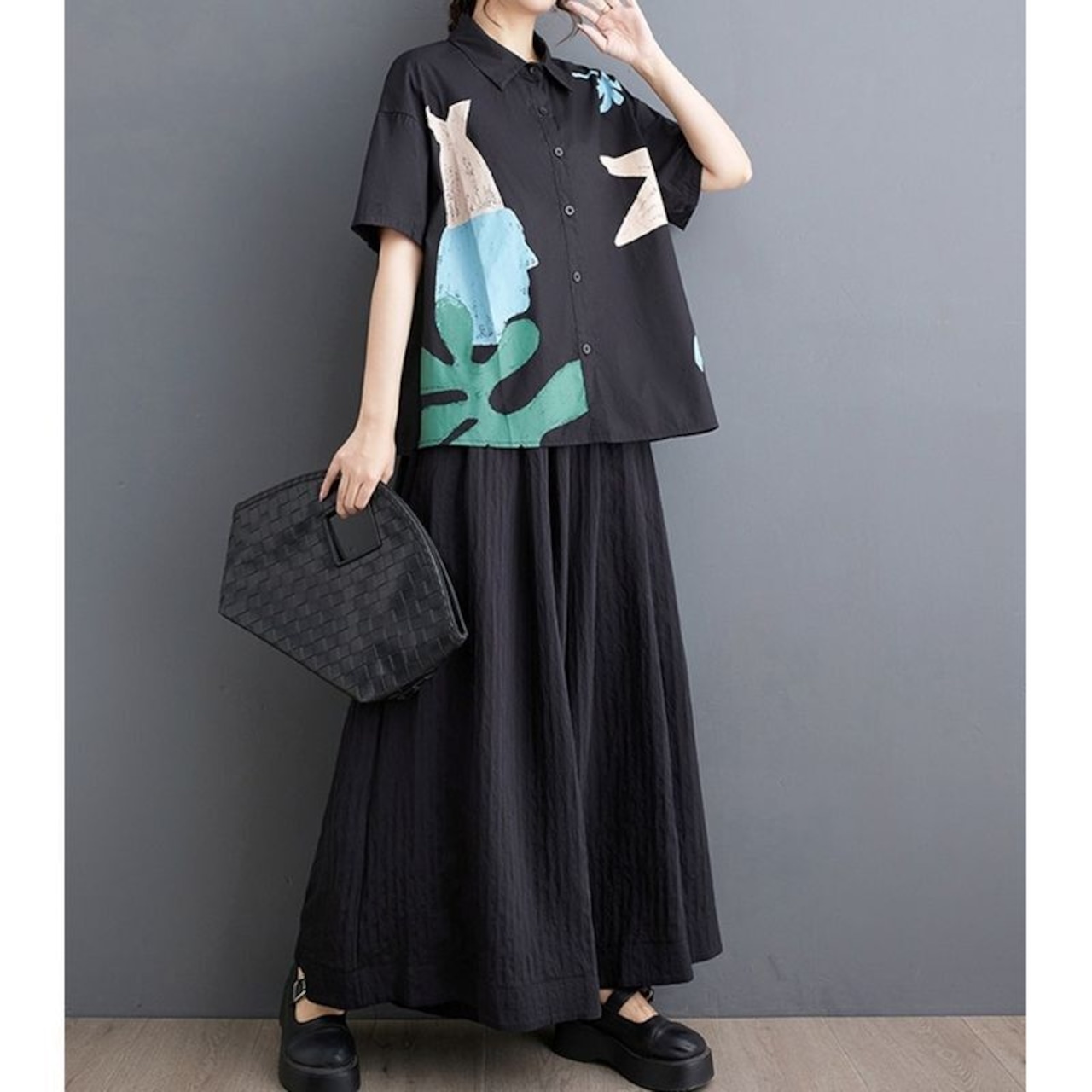 手書き風 ボックスシルエット シャツ 30097