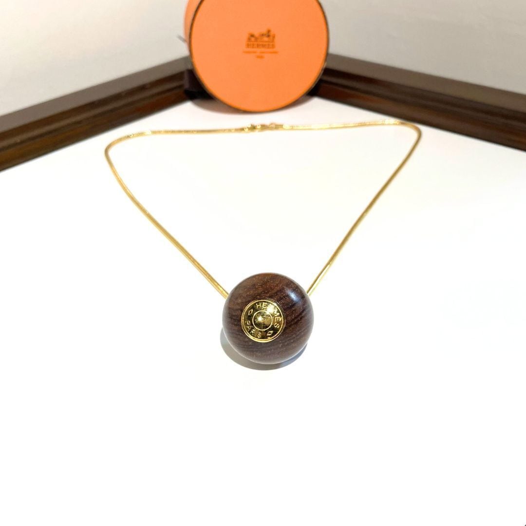 HERMES エルメス セリエ ウッドボール ネックレス ペンダント 