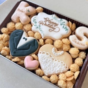 プルメリアラッピングのハートクッキー6枚入りプチギフト1袋 【結婚式
