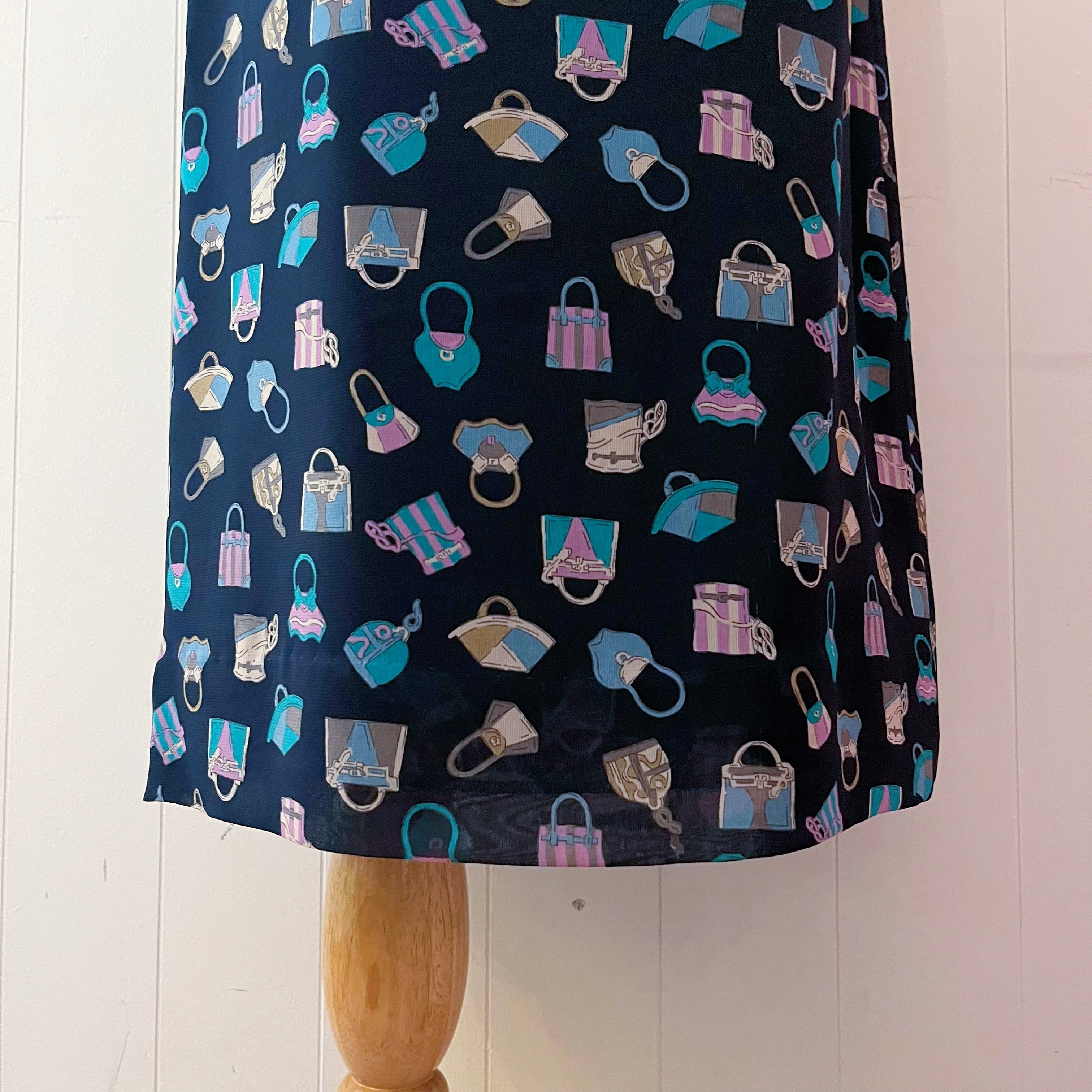 navy retro hand bag sheer skirt