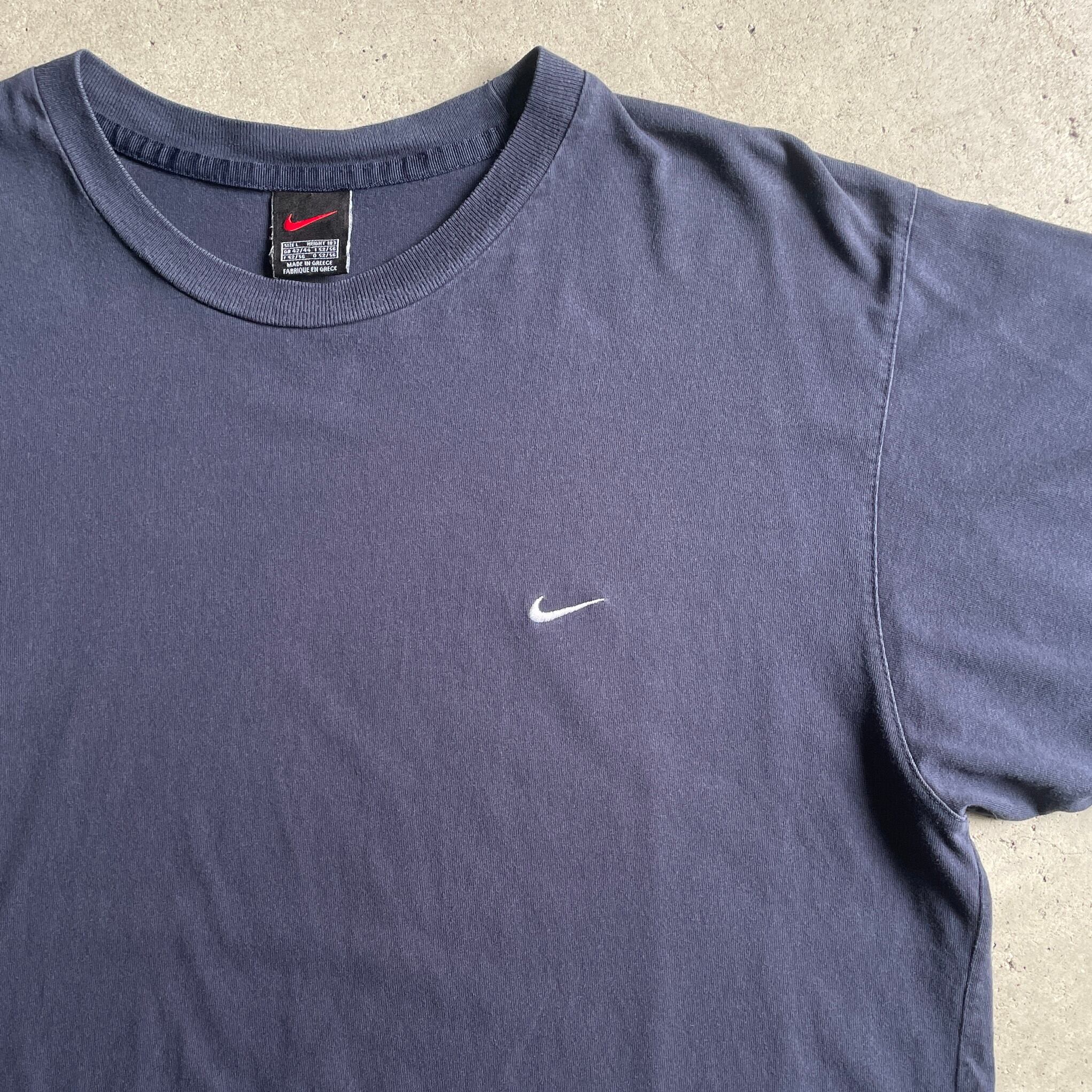 00年代 NIKE ナイキ スモールスウォッシュ ワンポイント 刺繍 Tシャツ メンズL 古着 00s ヴィンテージ ビンテージ ネイビー  紺【Ｔシャツ】 | cave 古着屋【公式】古着通販サイト