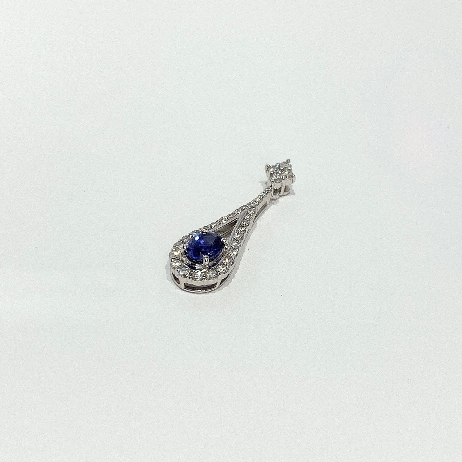 天然サファイア0.675ct 天然ダイヤモンド0.40ct PT900 トップ 鑑別書付