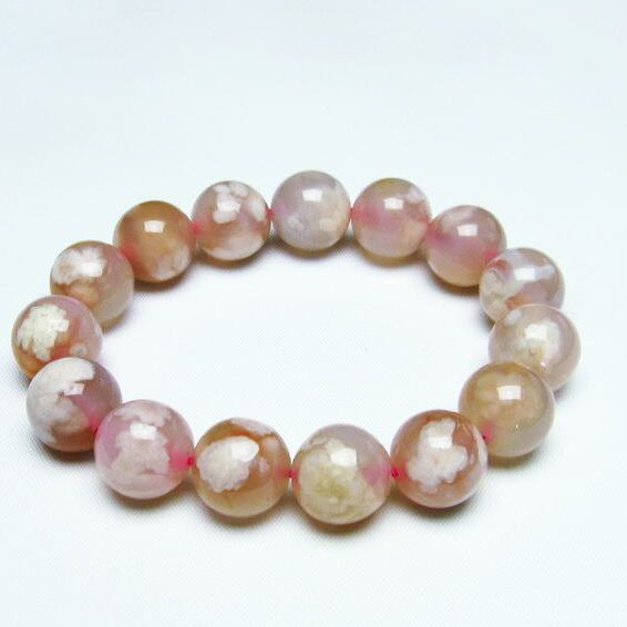 チェリーブロッサムアゲート ブレスレット 桜瑪瑙 14mm [M便 1/10] 111-24589