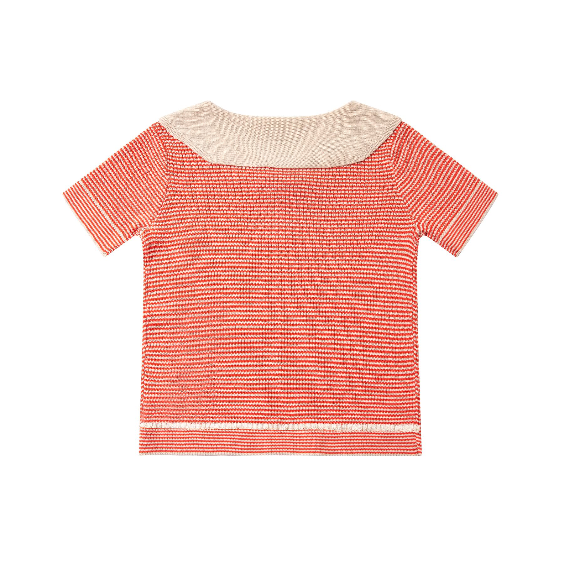 【即納/送料無料】ラスト1点4-5y / knit planet/Chic collared top/Red