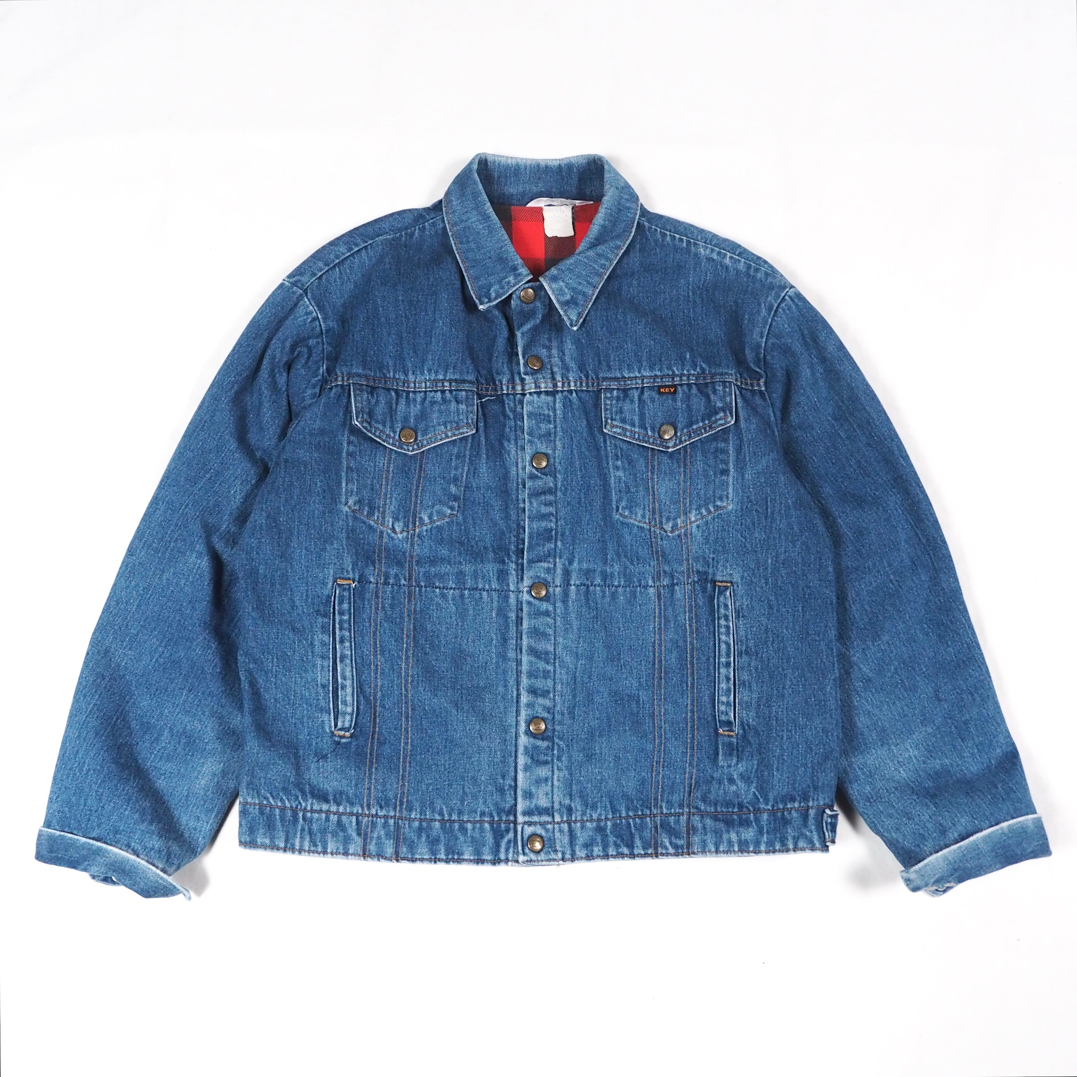 Key imperal flannel lined denim work jacket L /USA製 デニムワークジャケット フランネルライニング 70's 80's