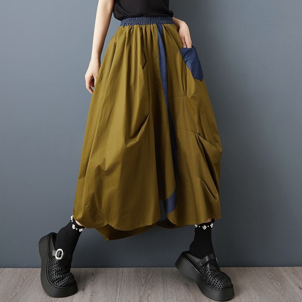 切り替え バルーン フレアスカート 00169