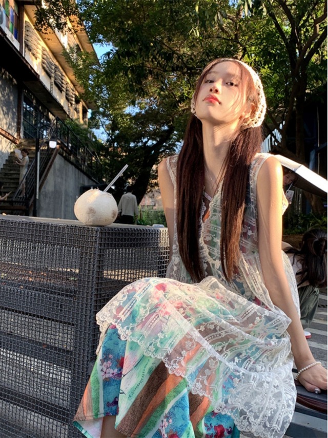 ママとお揃い アジアンレース ワンピース Mam