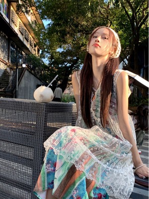 ママとお揃い アジアンレース ワンピース Mam