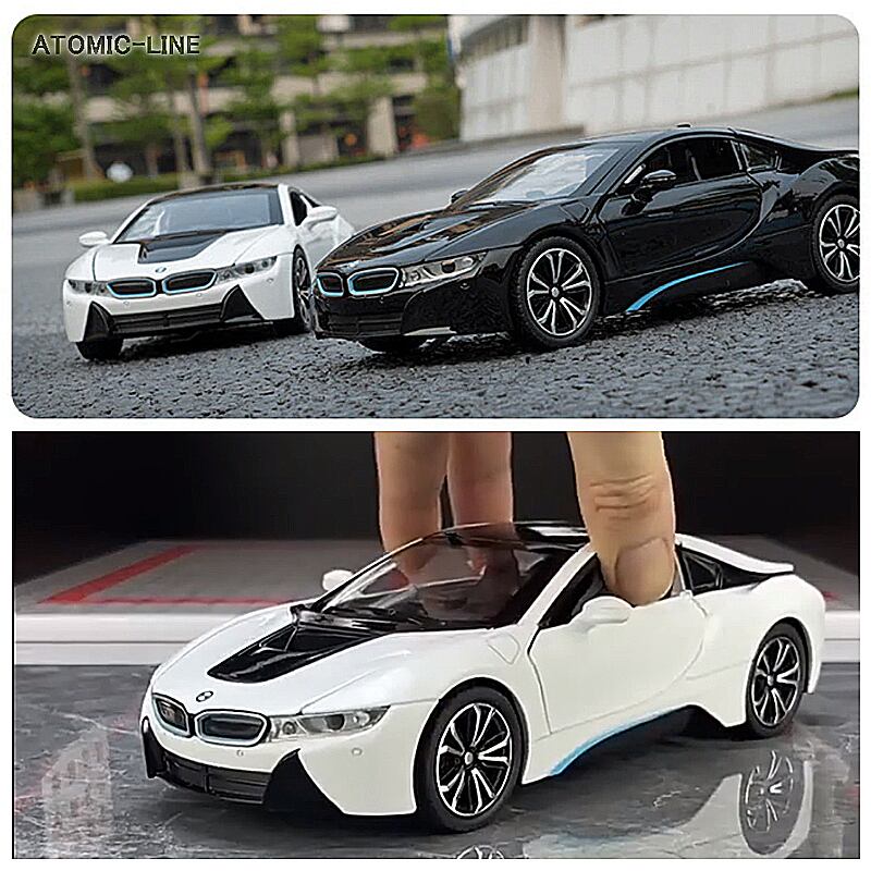 BMW i8 1/24 ミニカー 全2色 ライト点灯 エンジンサウンド 合金モデル
