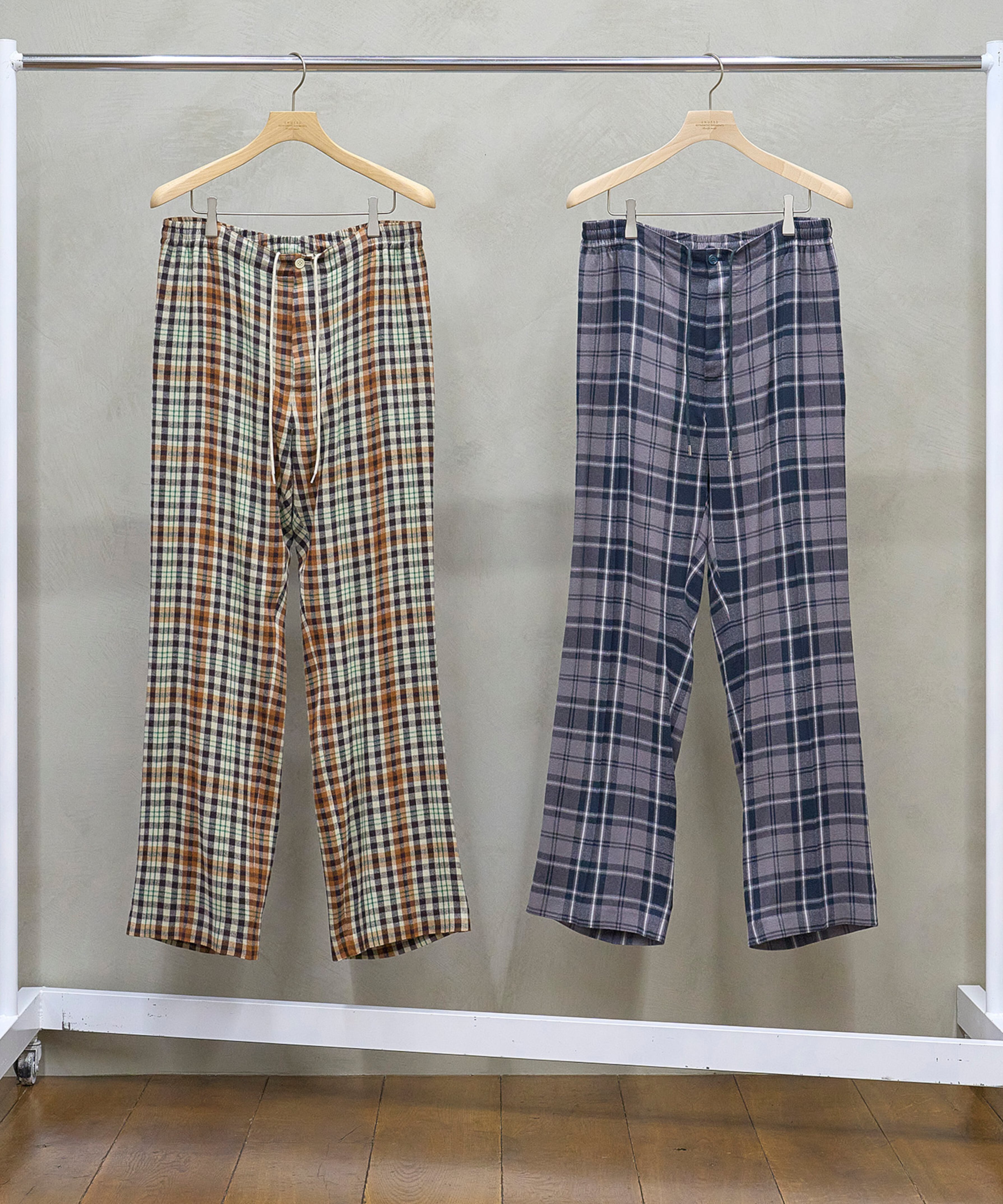UNUSED / UW1177 RAYON CHECK PANTS (GRAY×DARK GREEN) | AfterSchool