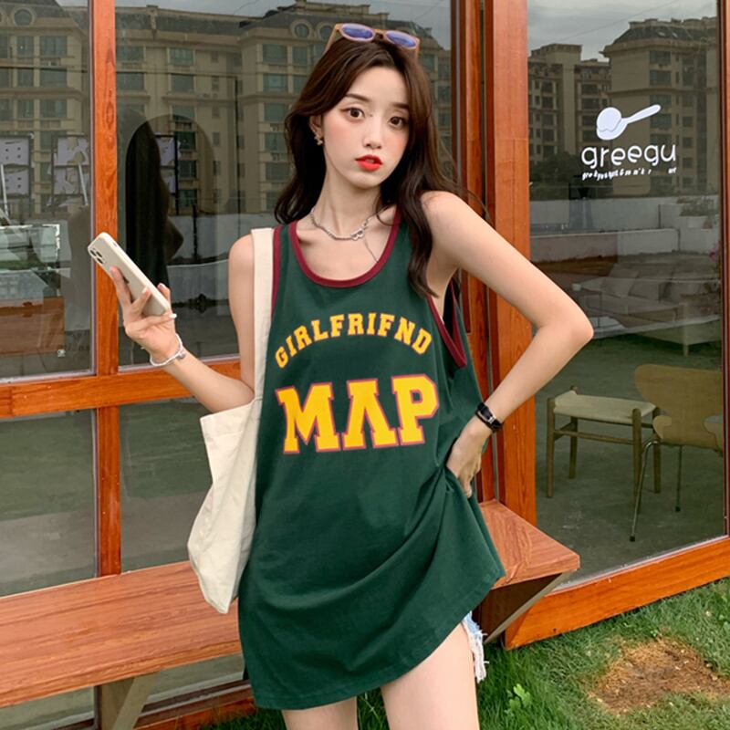 サマープリントルーズノースリーブTシャツ トップス 夏物 YY-ファッション46933919252